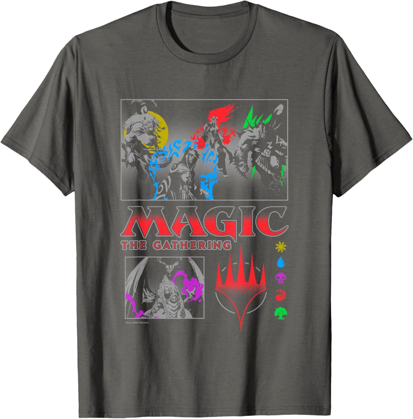 Magic: The Gathering Mana Symbols Panels Distressed T-Shirt (MEDIUM)