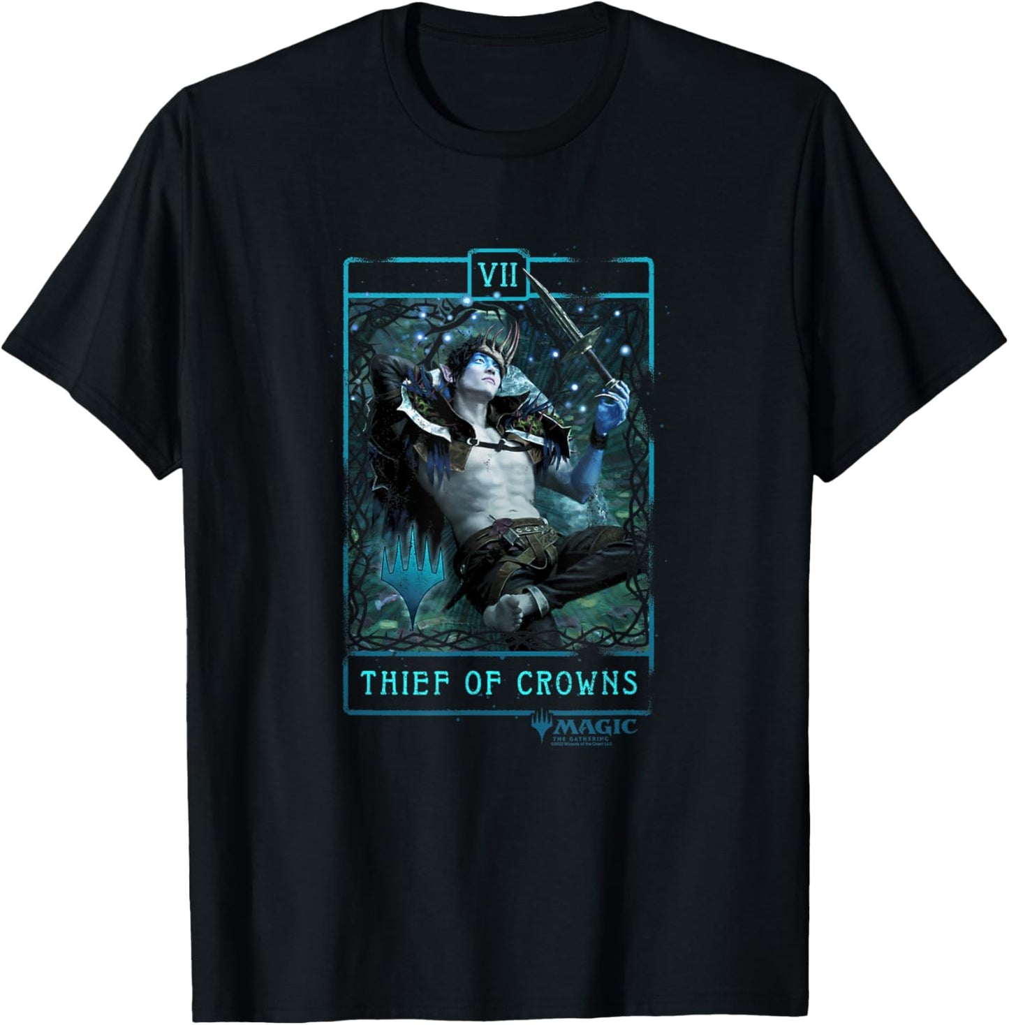 Magic: The Gathering Oko Thief Of Crowns Neon Blue Portrait T-Shirt (MEDIUM)