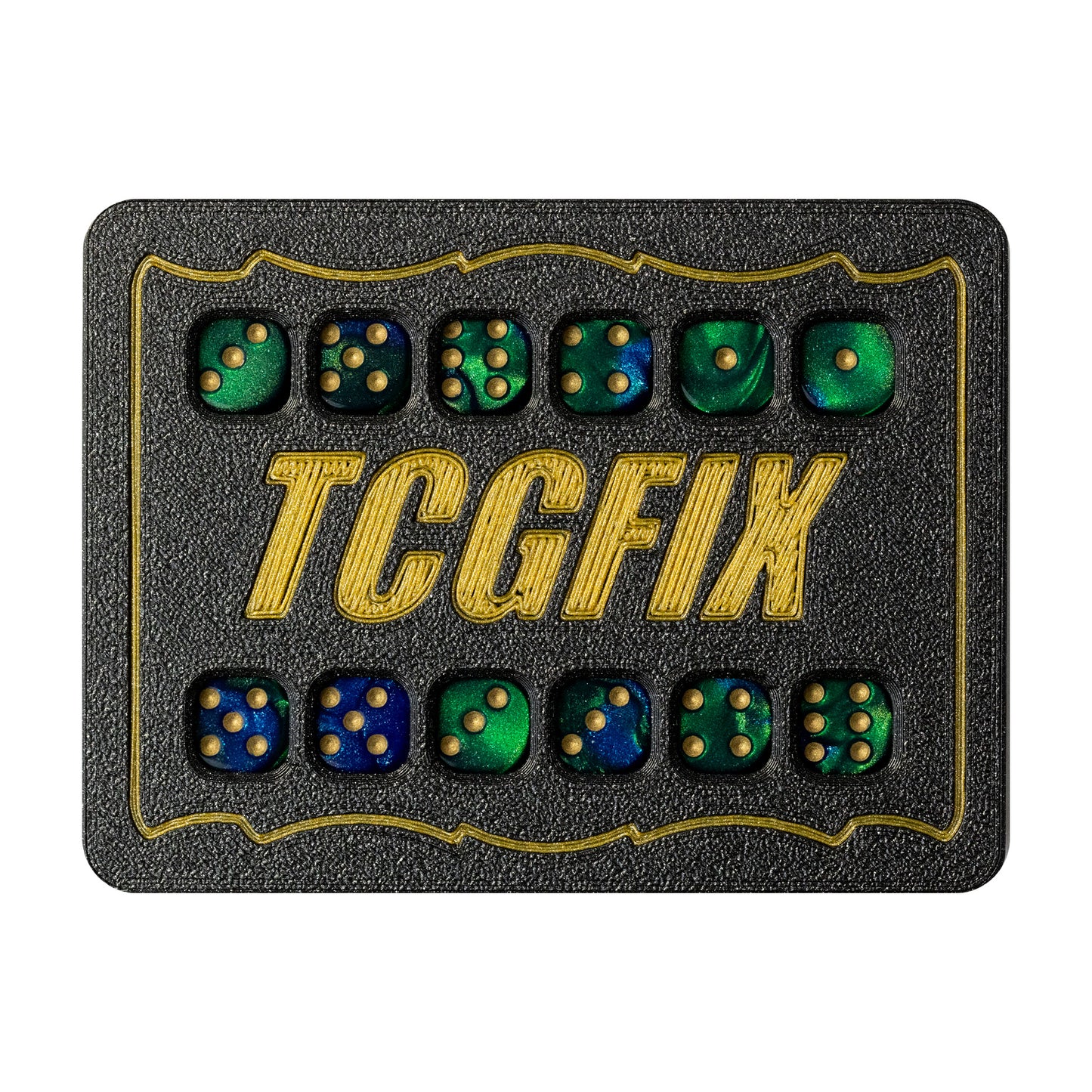 TCGFIX Magnetic Dice Vault – Chessex Blue-Green/Gold 12mm D6