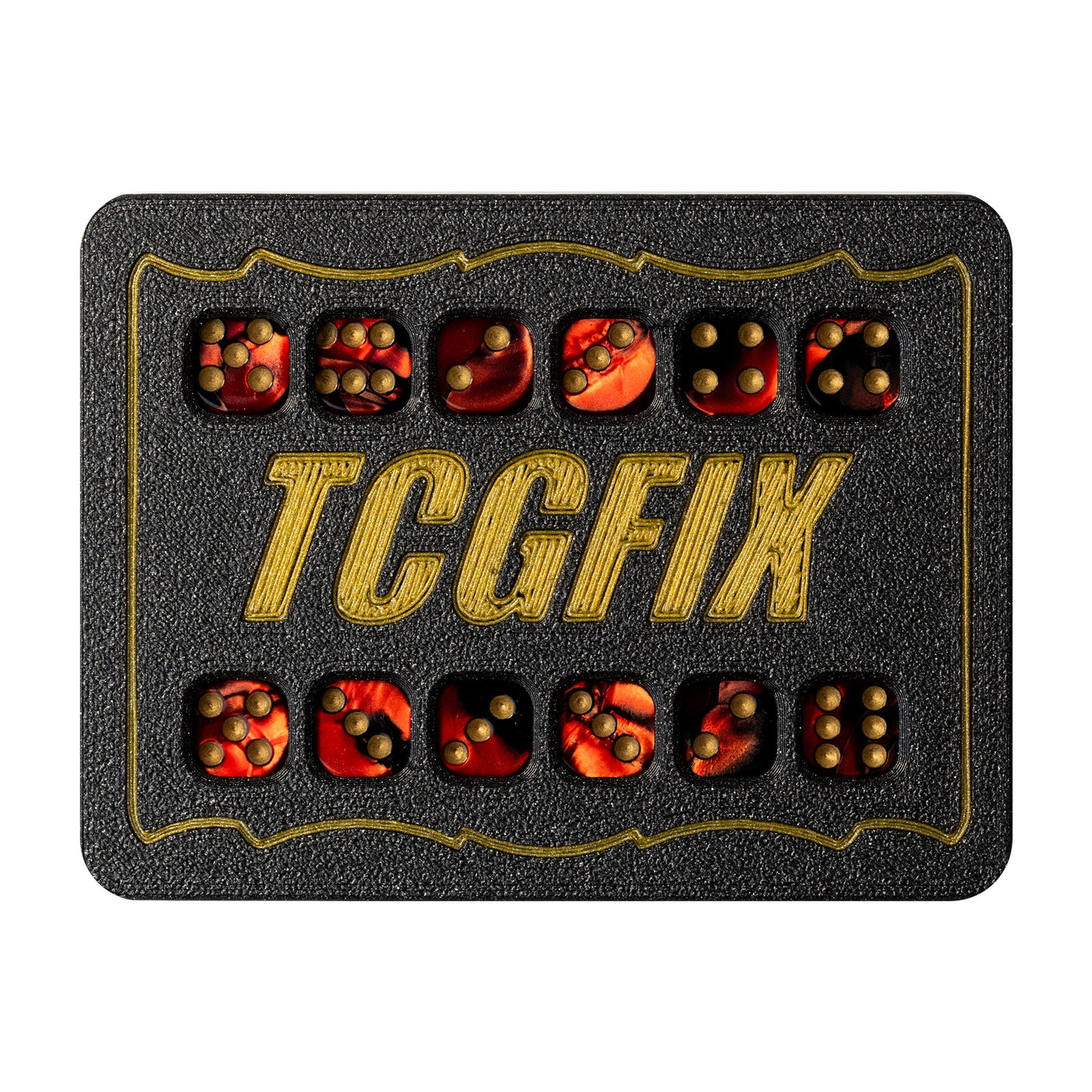 TCGFIX Magnetic Dice Vault – Chessex Gemini Black-Red/Gold 12mm D6