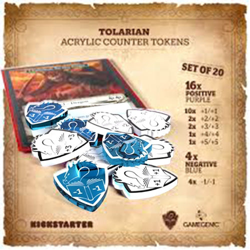 Gamegenic Tolarian Acrylic Counter Tokens (Kickstarter Exclusive) — White & Blue MTG Token Set