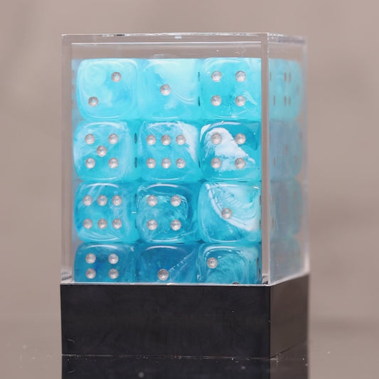 Chessex Luminary Sky/Silver 36× 12mm D6 Dice Block (CHX 27966)