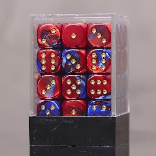 Chessex Gemini Blue-Red/Gold 36x 12mm D6 Dice Block (CHX 26829)