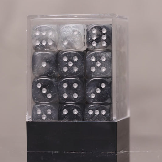 Chessex Borealis Light Smoke/Silver 36× 12mm D6 Dice Block (CHX 27978)