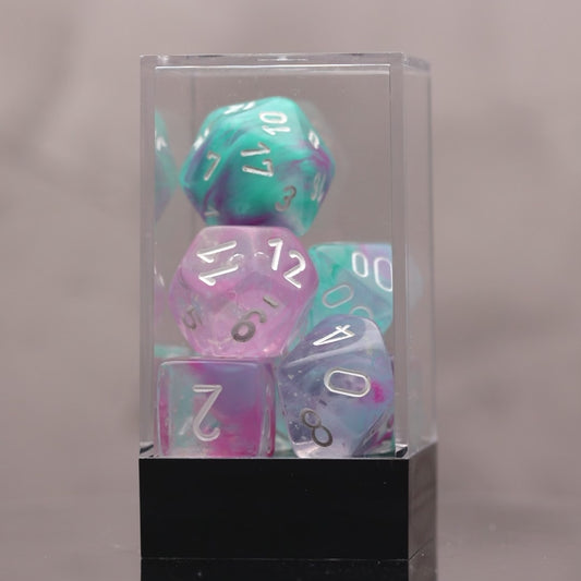 Chessex Nebula Wisteria/White Polyhedral 7-Die Set (CHX 27545)