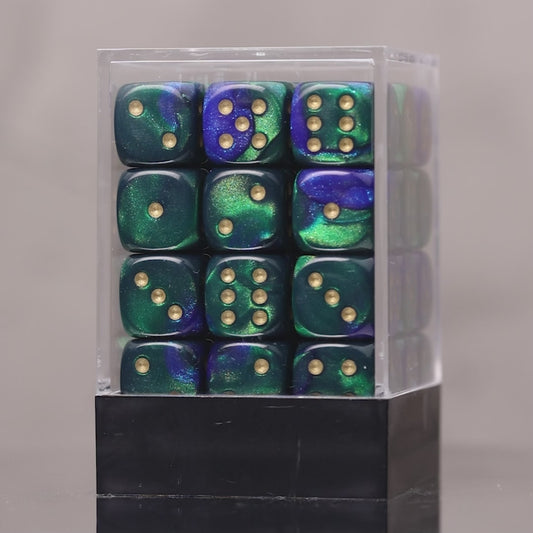 Chessex Gemini Blue-Green/Gold 36x 12mm D6 Dice Block (CHX 26836)