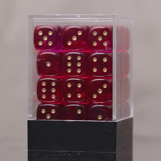 Chessex Gemini Translucent Red-Violet/Gold 36× 12mm D6 Dice Block (CHX 26867)