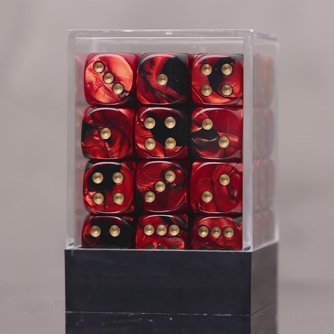 Chessex Gemini Black-Red/Gold 36x 12mm D6 Dice Block (CHX 26833