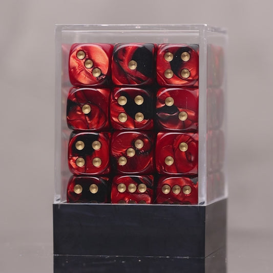 Chessex Gemini Black-Red/Gold 36x 12mm D6 Dice Block (CHX 26833)