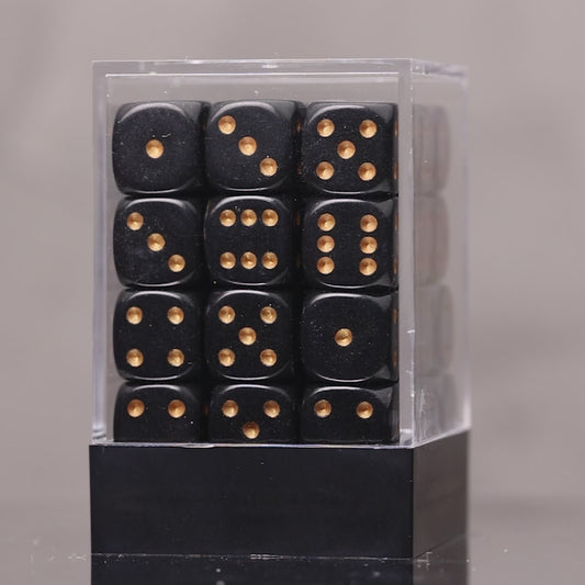 Chessex Opaque Black/Gold 36× 12mm D6 Dice Block (CHX 25828)