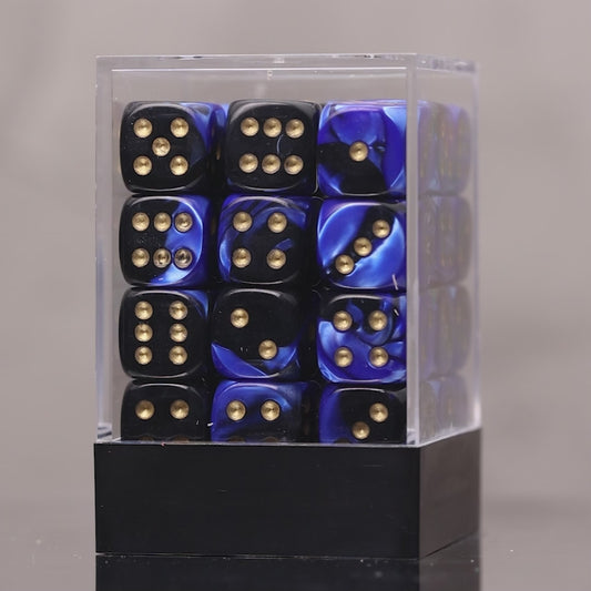 Chessex Gemini Black-Blue/Gold 36x 12mm D6 Dice Block (CHX 26835)