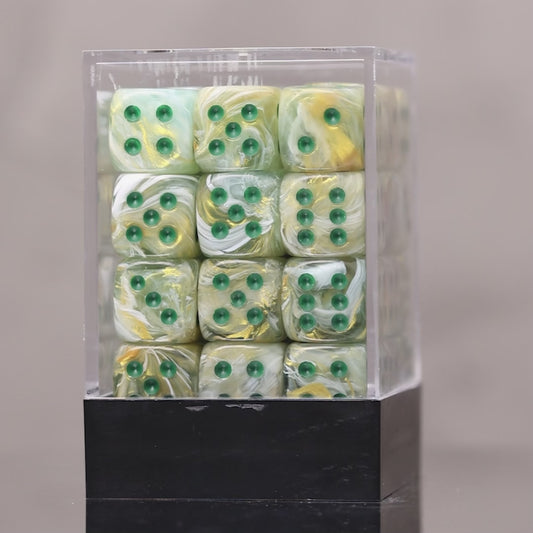Chessex Marble Green/Dark Green 36x 12mm D6 Dice Block (CHX 27809)