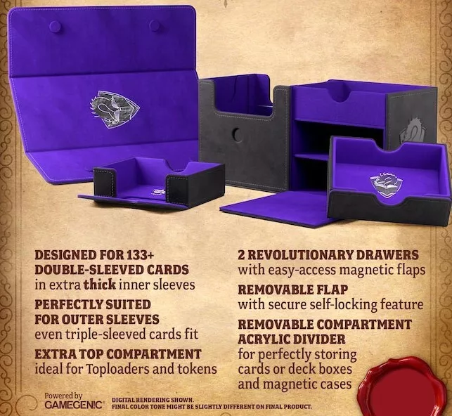 Gamegenic Tolarian 133+ XL Deck Box – Purple/Black Kickstarter Exclusive (The Academic Edition)