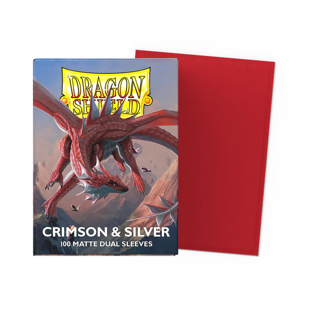 Dragon Shield Crimson & Silver Matte Dual Sleeves – 100 Standard Size TCG Sleeves
