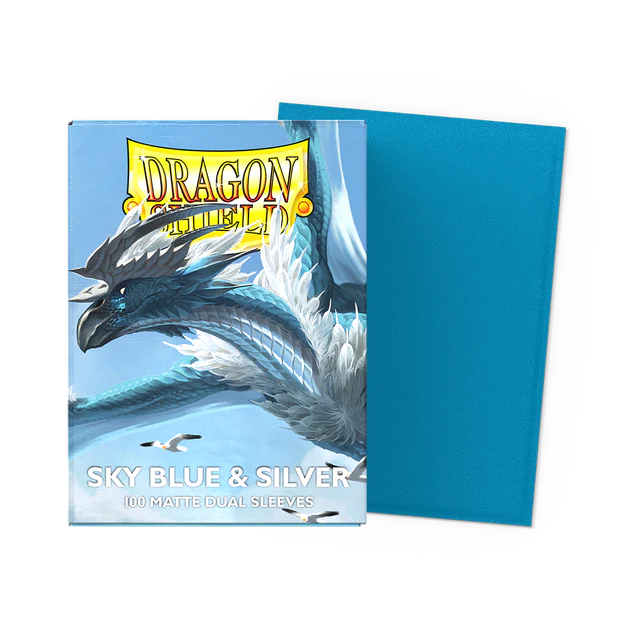 Dragon Shield Sky Blue & Silver Matte Dual Sleeves – 100 Standard Size TCG Card Sleeves