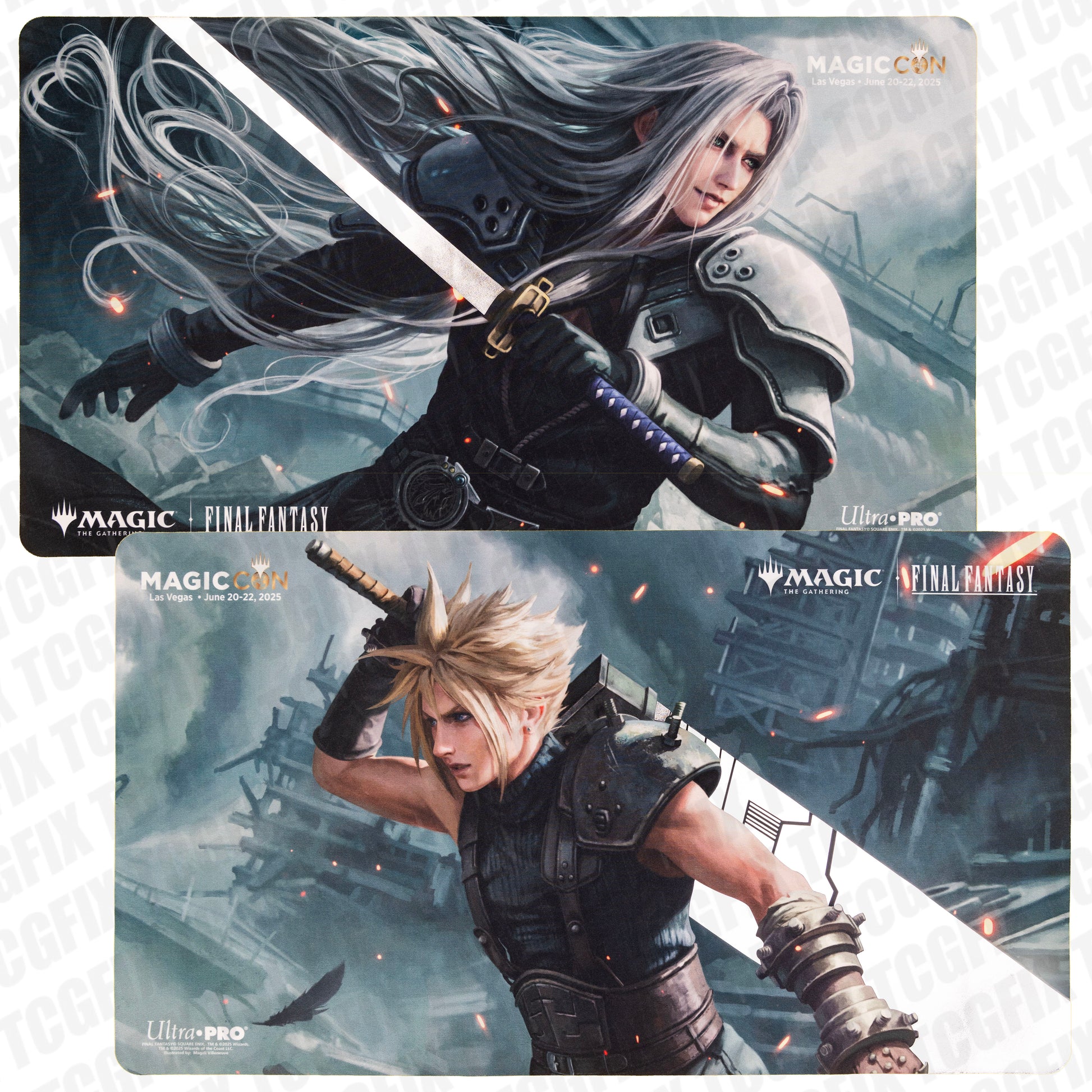 MagicCon Las Vegas 2025 Cloud & Sephiroth Foil Sword Playmat Set (2-Pa TCGFIX MagicCon Las Vegas 2025 Cloud & Sephiroth Foil Sword Playmat Set (2-Pa TCGFIX