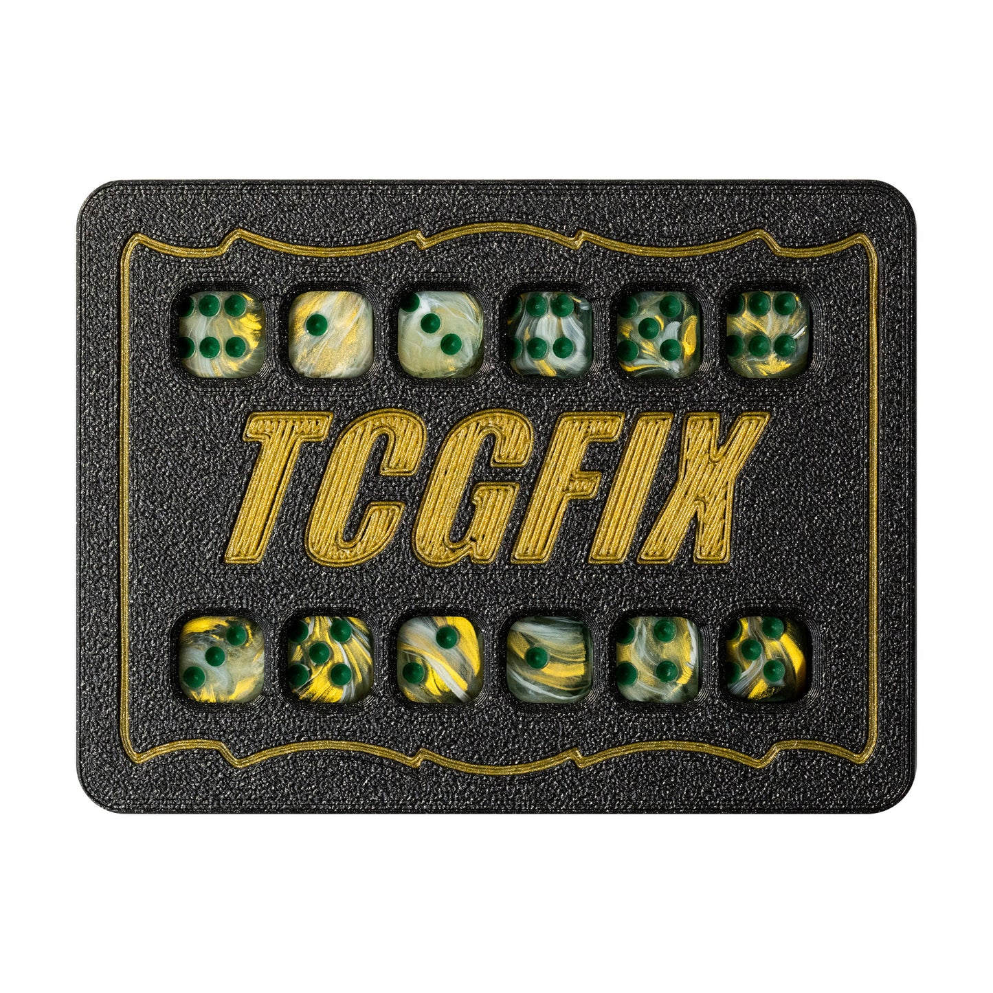 TCGFIX Magnetic Dice Vault – Chessex Marble Green/Dark Green 12mm D6