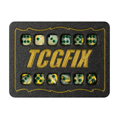 TCGFIX Magnetic Dice Vault – Chessex Marble Green/Dark Green 12mm D6
