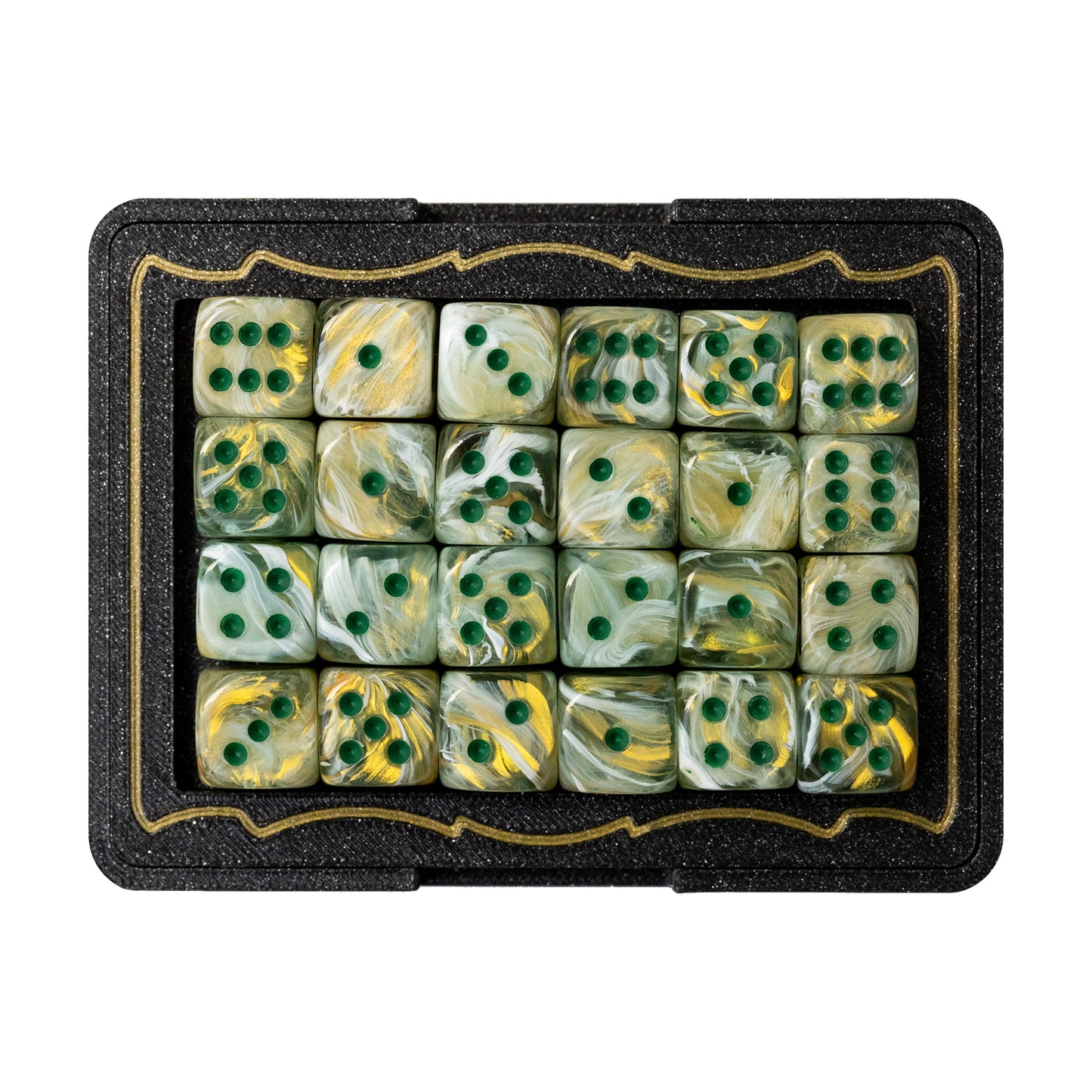 TCGFIX Magnetic Dice Vault – Chessex Marble Green/Dark Green 12mm D6