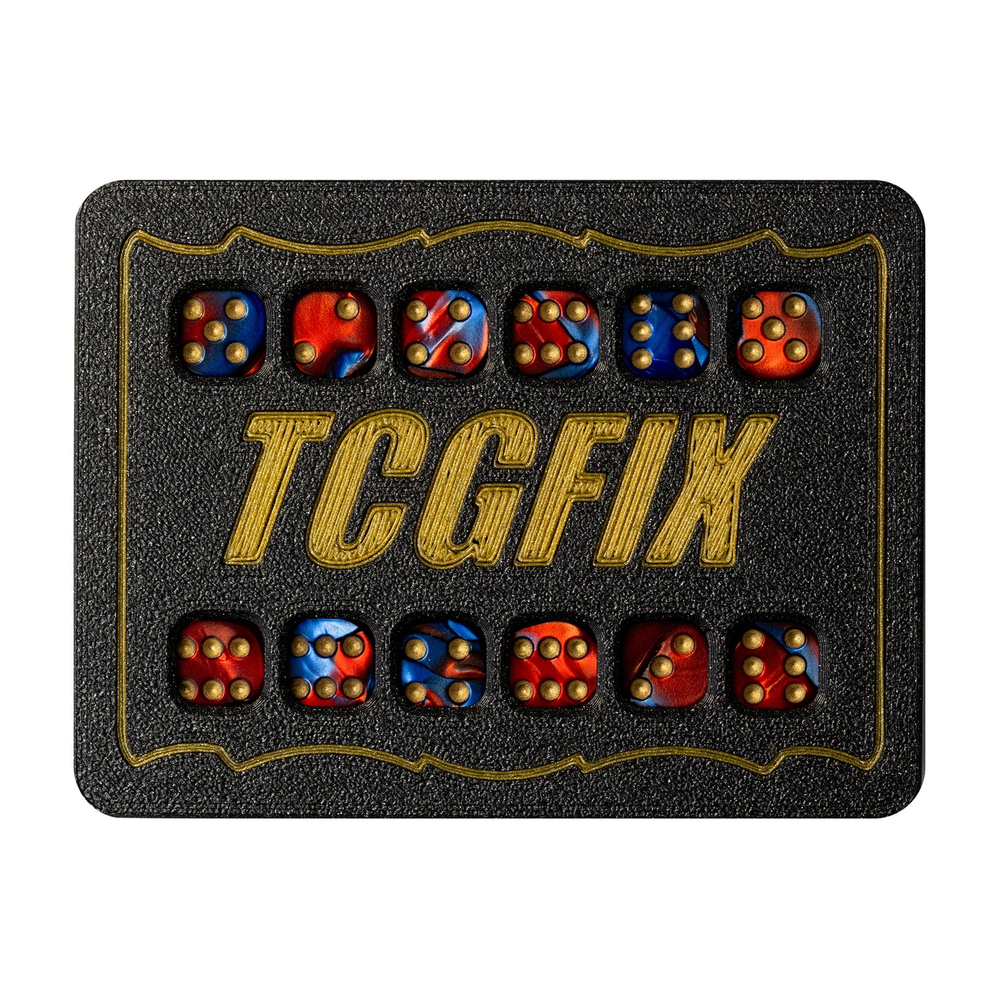 TCGFIX Magnetic Dice Vault – Chessex Gemini Blue-Red/Gold 12mm D6