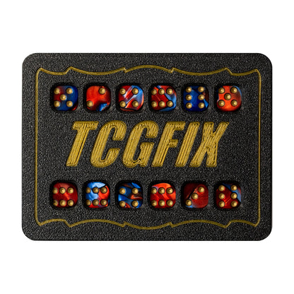 TCGFIX Magnetic Dice Vault – Chessex Gemini Blue-Red/Gold 12mm D6