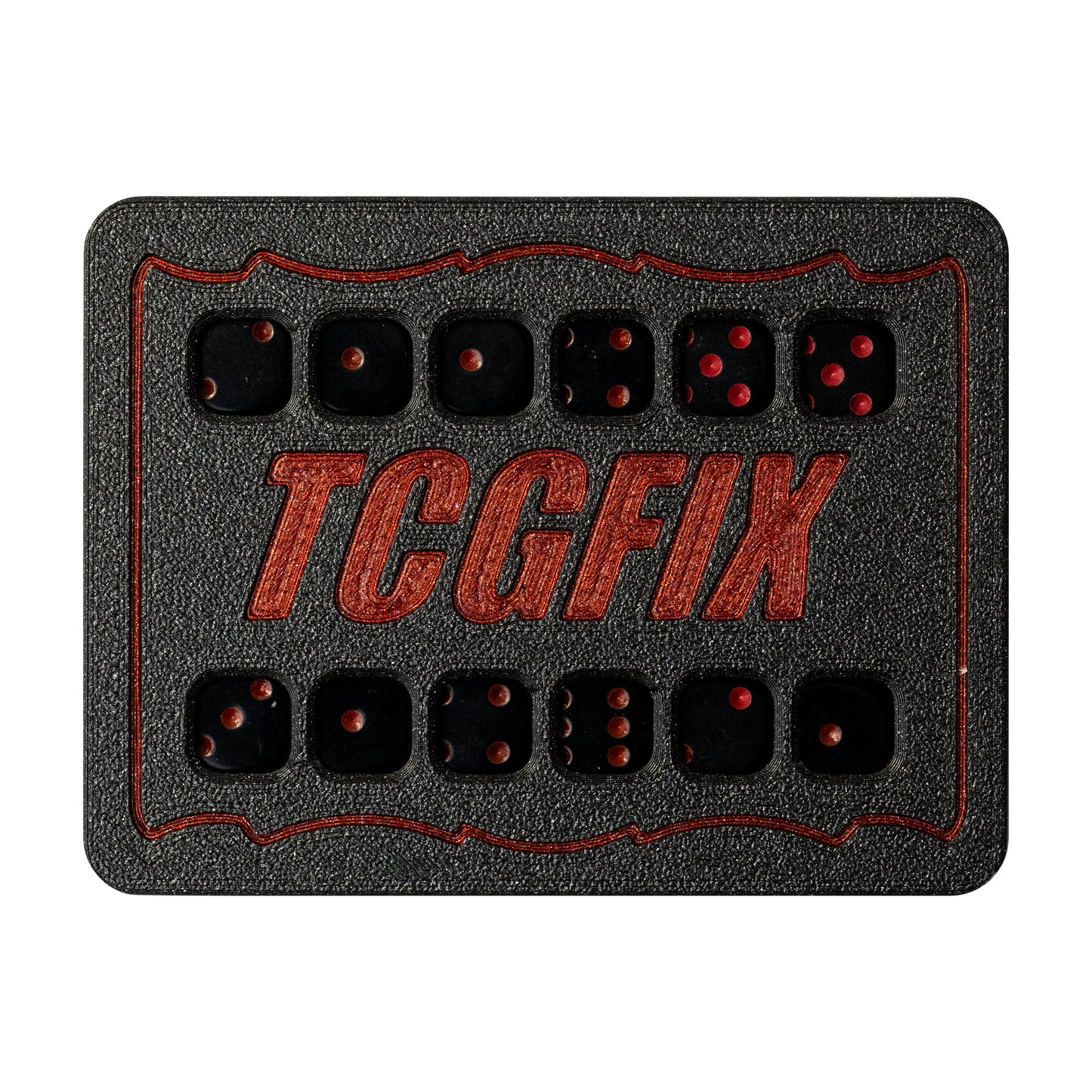 TCGFIX Magnetic Dice Vault – Chessex Opaque Black/Red 12mm D6