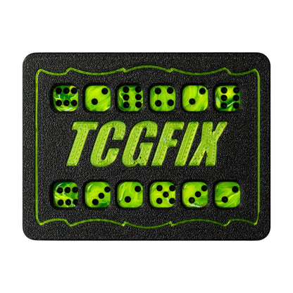 TCGFIX Magnetic Dice Vault – Chessex Vortex Bright Green/Black 12mm D6