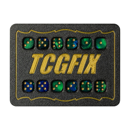 TCGFIX Magnetic Dice Vault – Chessex Blue-Green/Gold 12mm D6