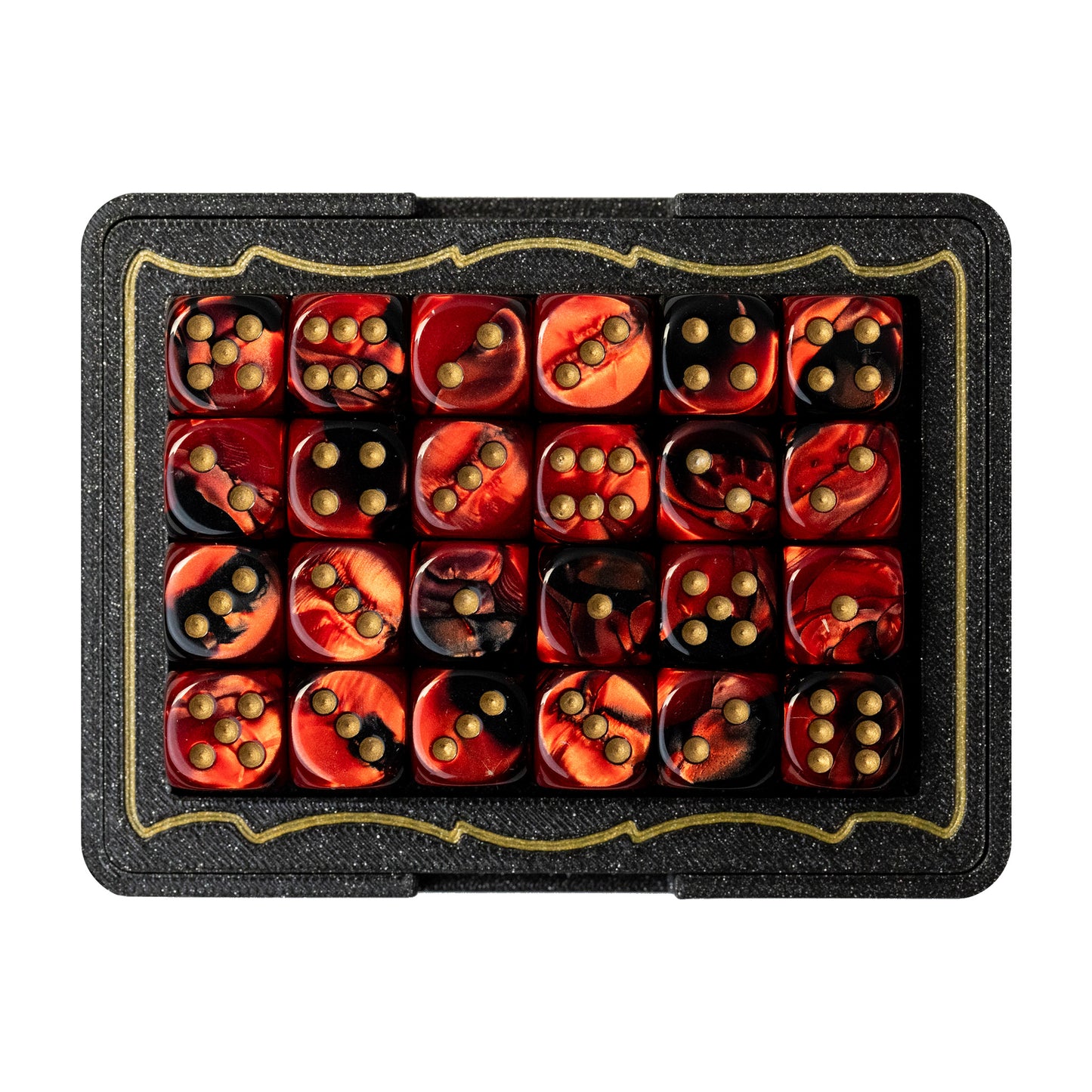 TCGFIX Magnetic Dice Vault – Chessex Gemini Black-Red/Gold 12mm D6