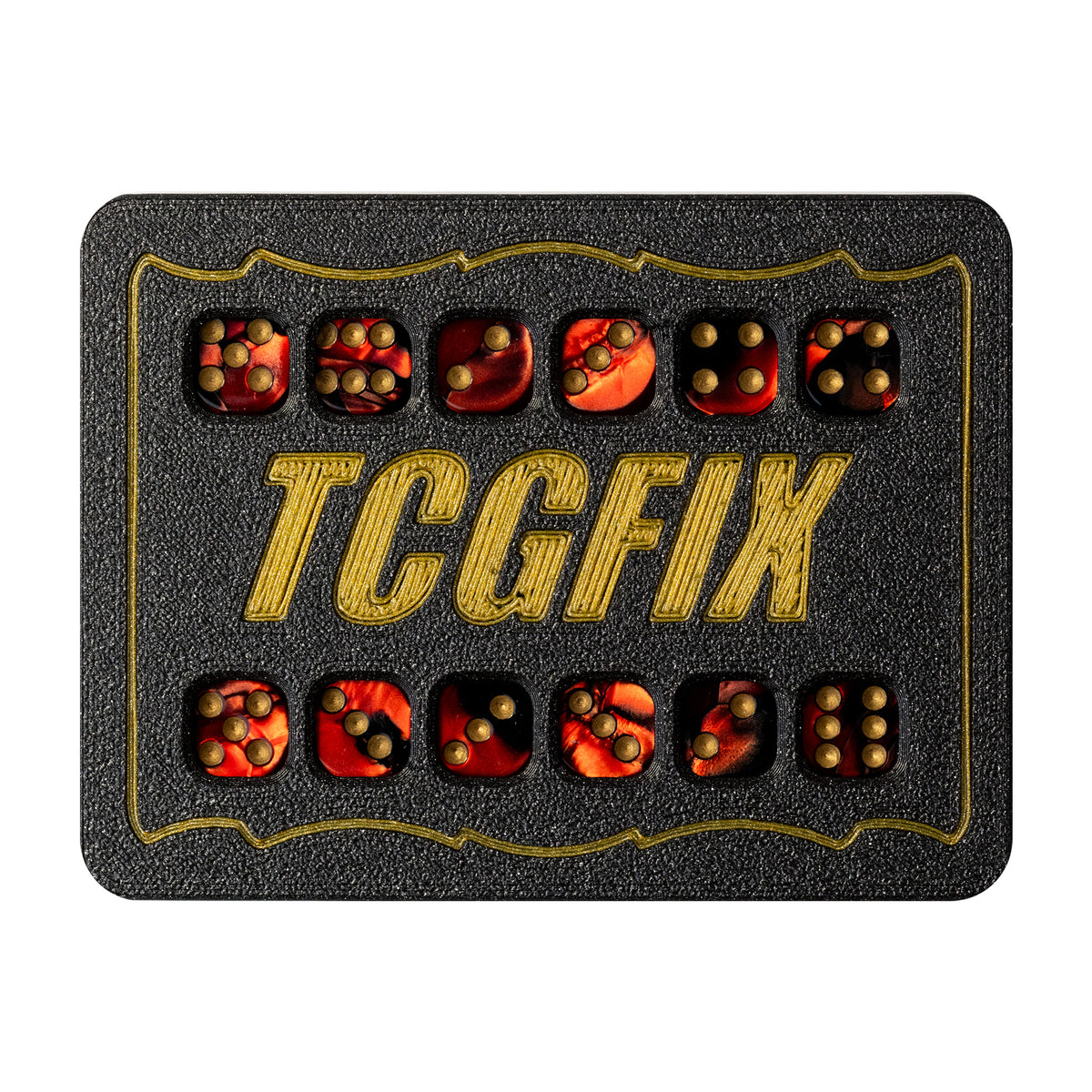 TCGFIX Magnetic Dice Vault – Chessex Gemini Black-Red/Gold 12mm D6