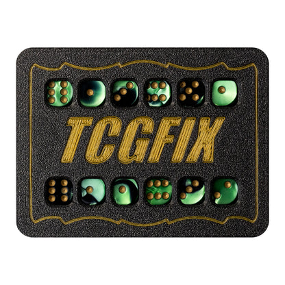 TCGFIX Magnetic Dice Vault – Chessex Gemini Black-Green/Gold 12mm D6